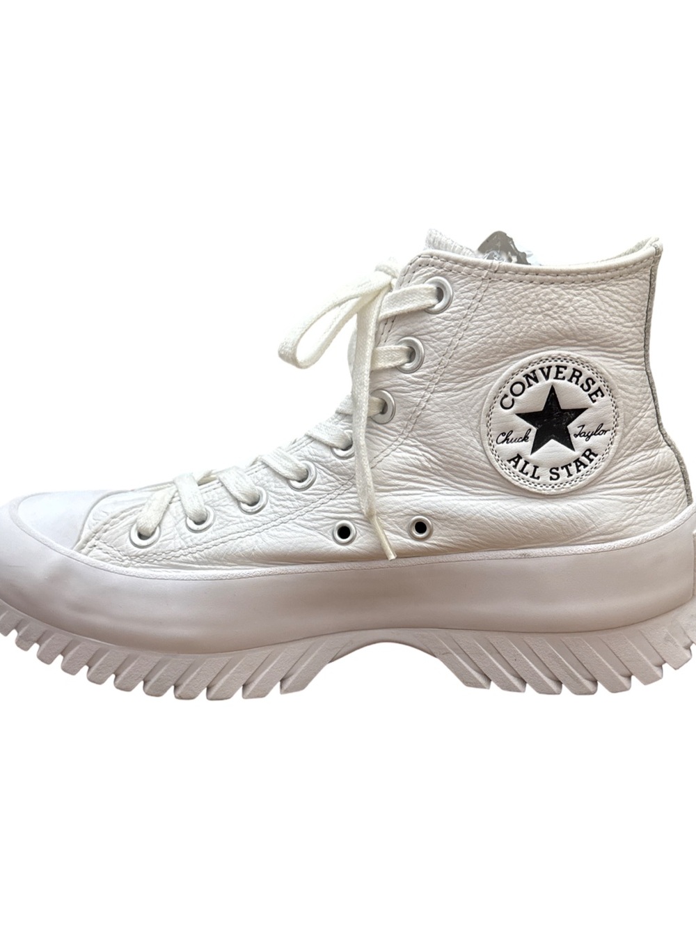 White Leather High-Top Lace-Up Sneakers